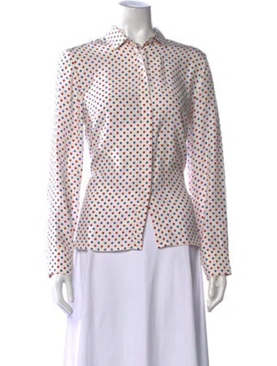 Pre-owned Hvn Silk Polka Dot Print Top In Neutrals