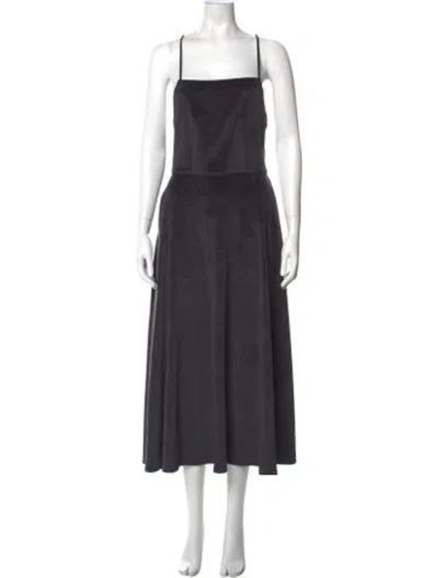 Pre-owned Hvn Square Neckline Long Dress In Gray