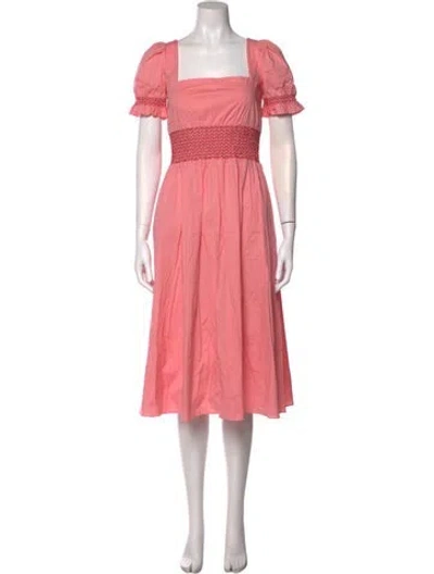 Pre-owned Hvn Square Neckline Midi Length Dress In Pink