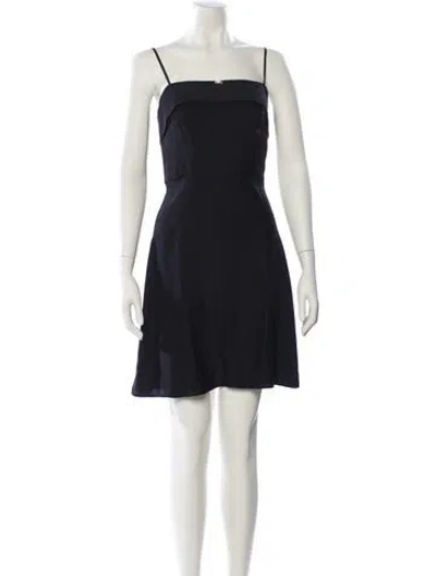 Pre-owned Hvn Square Neckline Mini Dress In Black