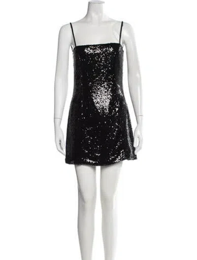 Pre-owned Hvn Square Neckline Mini Dress In Black/white
