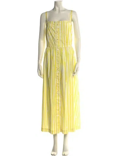Pre-owned Hvn Striped Long Dress W/ Tags In Yellow