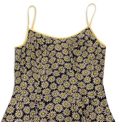 Hvn Susan Round Neck Black Slip Dress In Multi