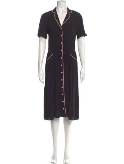 Pre-owned Hvn V-neck Midi Length Dress In Multi