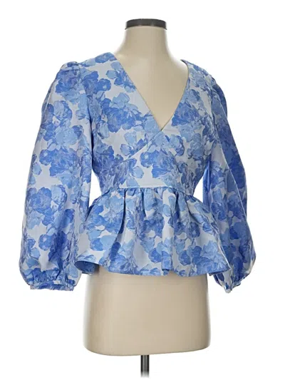 Pre-owned Hyacinth House 3/4 Sleeve Blouse In Blue