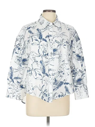Hyacinth House 3/4 Sleeve Button Down Shirt In Blue