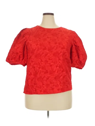 Pre-owned Hyacinth House Short Sleeve Top Red Square Neckline Tops