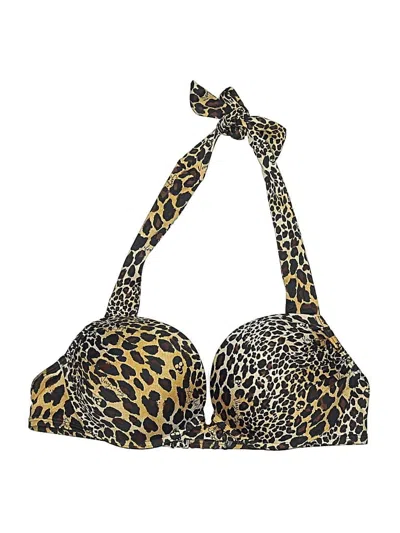 Pre-owned Hyacinth House Swimsuit Top Gold Animal Print Pattern Swimwear