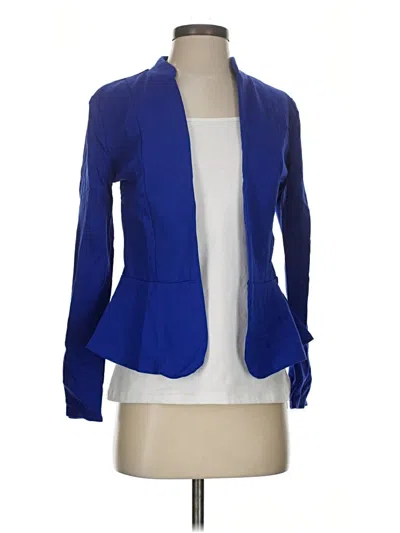 Pre-owned Hybrid & Company 3/4 Sleeve Top Blue Tie Neck Tops