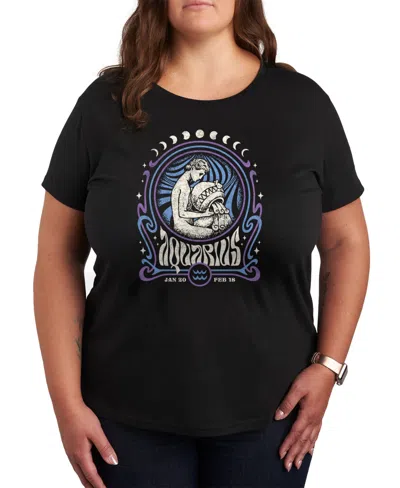 Hybrid Apparel Aquarius Zodiac Plus Size Graphic T-shirt In Black