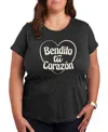 Hybrid Apparel Bendito Tu Corazon Plus Size Graphic Tee In Grey