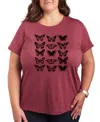 Hybrid Apparel Butterfly Grid Plus Size Graphic Tee In Red
