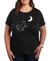 Hybrid Apparel Cat Moon Plus Size Graphic Tee In Black