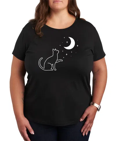 Hybrid Apparel Cat Moon Plus Size Graphic Tee In Black