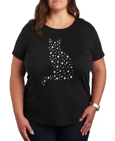 Hybrid Apparel Celestial Cat Plus Size Graphic Tee In Black