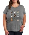 Hybrid Apparel Coffee Grid Plus Size Graphic Tee In Grey