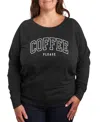 Hybrid Apparel Collegiate Coffee Please Plus Size Graphic Pullover In Heather Charcoal