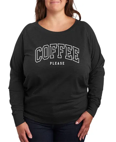 Hybrid Apparel Collegiate Coffee Please Plus Size Graphic Pullover In Heather Charcoal