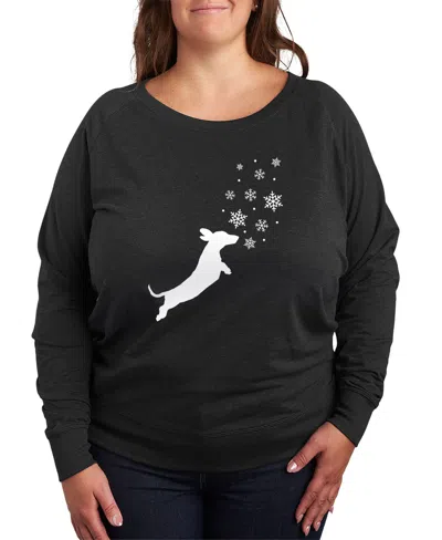 Hybrid Apparel Dachshund Snow Plus Size Graphic Pullover In Grey
