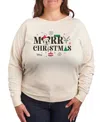 Hybrid Apparel Dinsney Mickey Mouse Merry Christmas Women's French Terry Long Sleeve Shirt In Neutral