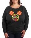 Hybrid Apparel Disney Halloween Mickey Mouse Candy Women's French Terry Long Sleeve Shirt In Gray