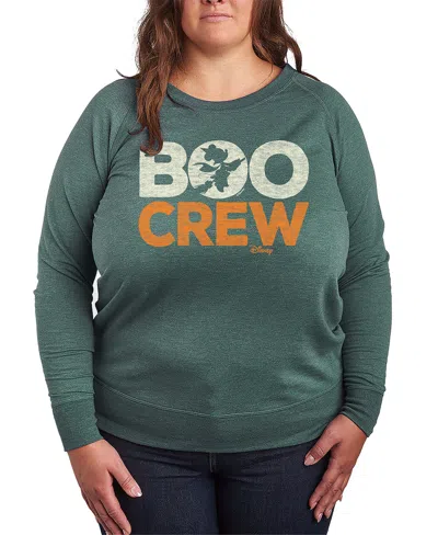 Hybrid Apparel Disney Halloween Minnie Mouse Boo Crew Women's French Terry Long Sleeve Shirt In Green