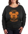 Hybrid Apparel Disney Happy Halloween Mickey Mouse Women's French Terry Long Sleeve Shirt In Black