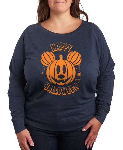 Hybrid Apparel Disney Happy Halloween Mickey Mouse Women's French Terry Long Sleeve Shirt In Blue