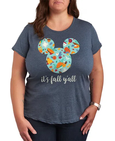 Hybrid Apparel Disney It's  Plus Sizey'all Mickey Mouse Women's Short Sleeve Graphic T-shirts In Blue