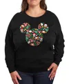 Hybrid Apparel Disney Mickey And Friends Christmas Women's French Terry Long Sleeve Shirt In Black