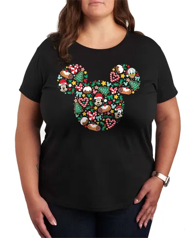Hybrid Apparel Disney Mickey And Friends Christmas Women's Short Sleeve Graphic T-shirts In Black