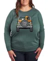 Hybrid Apparel Fall Dog In Pumpkin Truck Women's French Terry Long Sleeve Shirt In Green