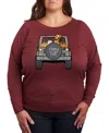 Hybrid Apparel Fall Dog In Pumpkin Truck Women's French Terry Long Sleeve Shirt In Red