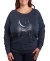 Hybrid Apparel Falling Stars Plus Size Graphic Pullover In Heather Indigo