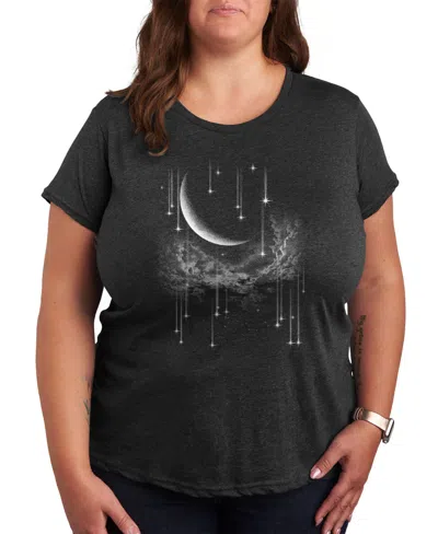 Hybrid Apparel Falling Stars Plus Size Graphic T-shirt In Gray