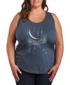 Hybrid Apparel Falling Stars Plus Size Graphic Tank In Heather Blue