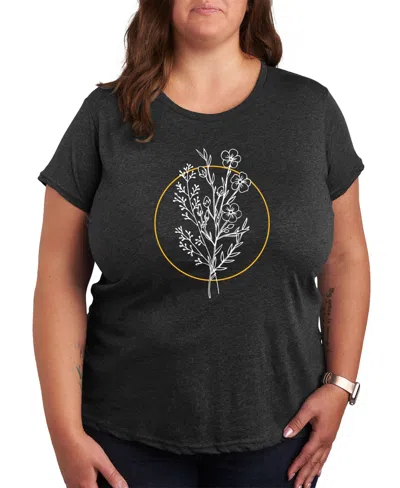 Hybrid Apparel Floral Tee Plus Size Graphic Tee In Grey