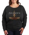 Hybrid Apparel Friends Logo Fountain And Couch Women's French Terry Long Sleeve Shirt In Black