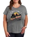 Hybrid Apparel Greetings From New York Plus Size Graphic T-shirt In Heather Grey