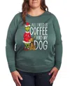 Hybrid Apparel Grinch And Max Coffee And My Dog Women's French Terry Long Sleeve Shirt In Green