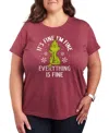 Hybrid Apparel Grinch Christmas Everything Is Fine Women's Short Sleeve Graphic T-shirts In Red