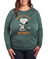 Hybrid Apparel Halloween Woodstock And Snoopy Mummy Women's French Terry Long Sleeve Shirt In Green