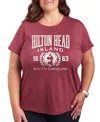 Hybrid Apparel Hilton Head Island Collegiate Plus Size Graphic T-shirt In Heather Wine