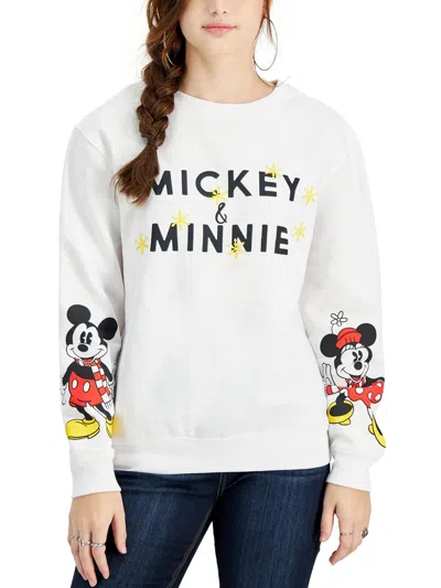 Hybrid Apparel Juniors Mickey & Minnie Womens Graphic Disney Sweatshirt In White