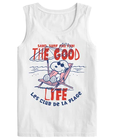 Hybrid Apparel Men's Beach Snoopy Good Life Sleeveless T-shirt In White