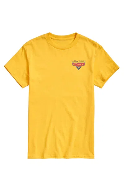 Hybrid Apparel Men's Cars Lightning Mcqueen Stickers T-shirt In Yellow