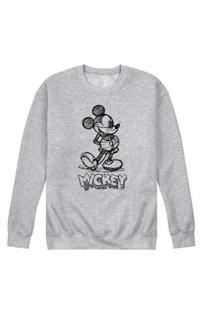 Hybrid Apparel Men's Disney Mickey Sketch Crew Neck Sweatshirt In Gray