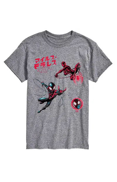 Hybrid Apparel Men's Marvel Spider-man Morales T-shirt In Heather Gray