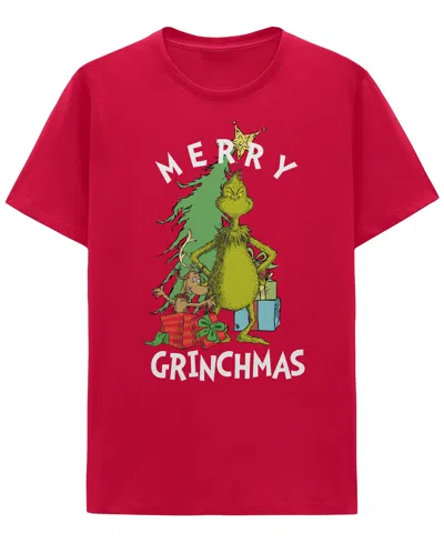 Hybrid Apparel Men's Merry Grinchmas Crewneck T-shirt In Red