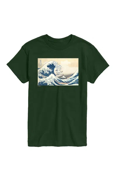 Hybrid Apparel Men's Peanuts Snoopy Great Wave T-shirt In Green